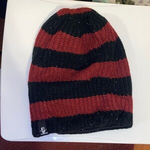 Striped Black and Red Beanie